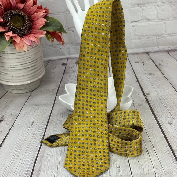 Lands' end silk tie blue gold - Picture 1 of 4